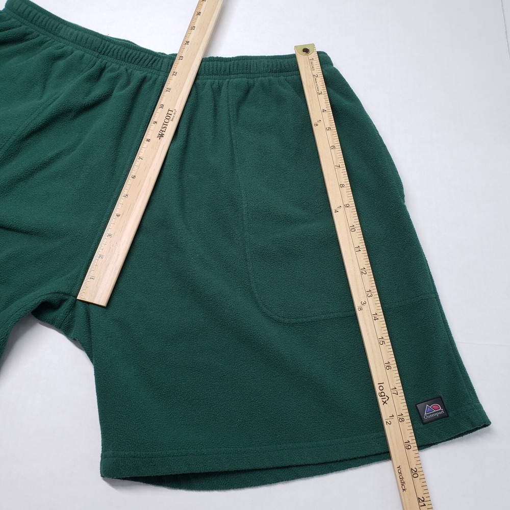 Vintage Outersport Fleece Shorts Womens XL Green Sweatshorts High Waisted Cozy - Picture 8 of 16